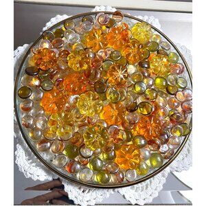 Decorative Glass Gems & Flower Shapes In Autumn Colors